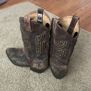 Frye studded distressed boots